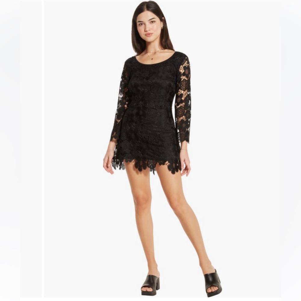 WISHLIST Lace Long Sleeve Dress Black Small